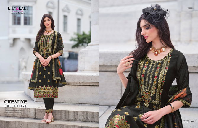 Lajjo By Lily And Lali Banarasi Jacquard Silk Readymade Suits Wholesale Online